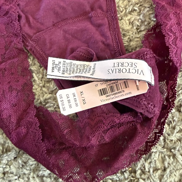 🏷️NWT Victoria’s Secret Lace Trim Burgundy Thong size XL - Picture 3 of 3